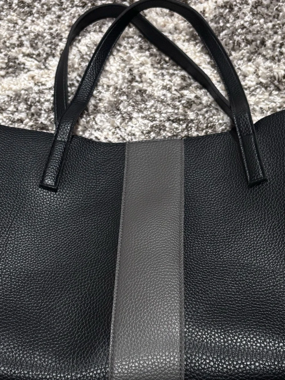 Vince Black Tote with Gray Center Panel